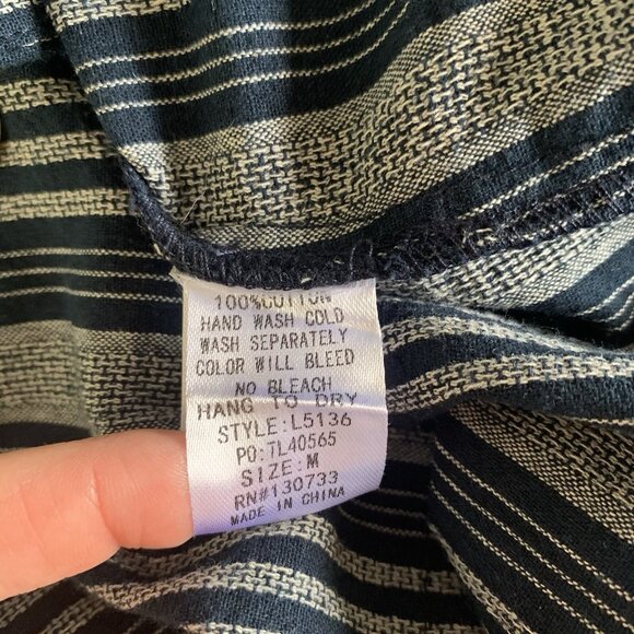 Umgee Dress Medium Striped Blue Long Sleeve Tunic Boho Festival - Picture 6 of 6